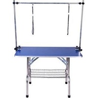 Folding Grooming Table Large Blue Top with H Frame
